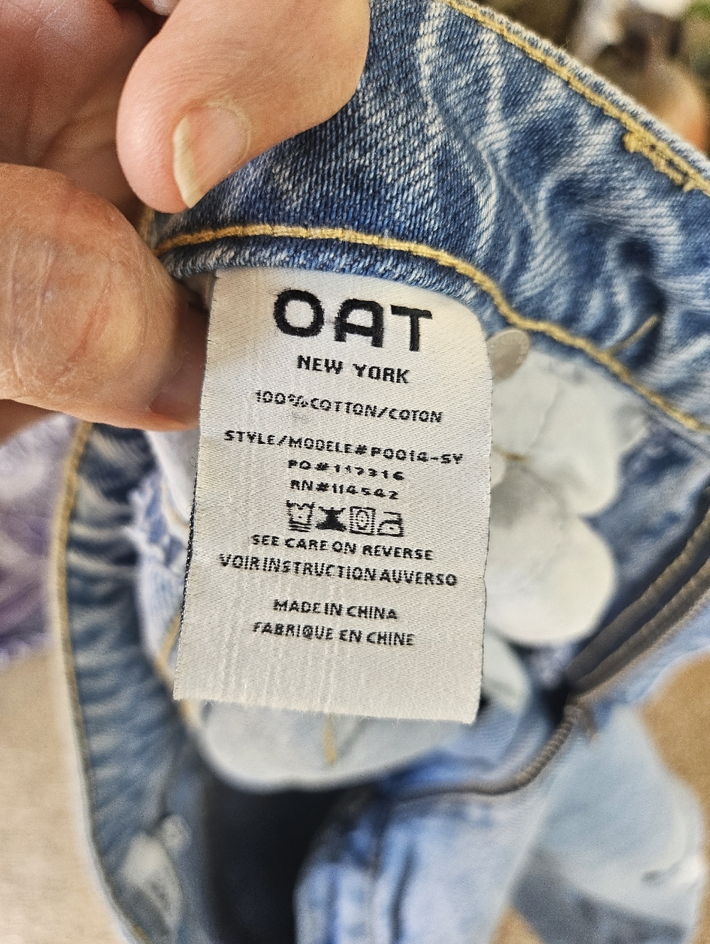 OAT NEW YORK High Rise Denim Jeans Distressed Raw Hem Light Wash Women's 28 - Picture 8 of 10